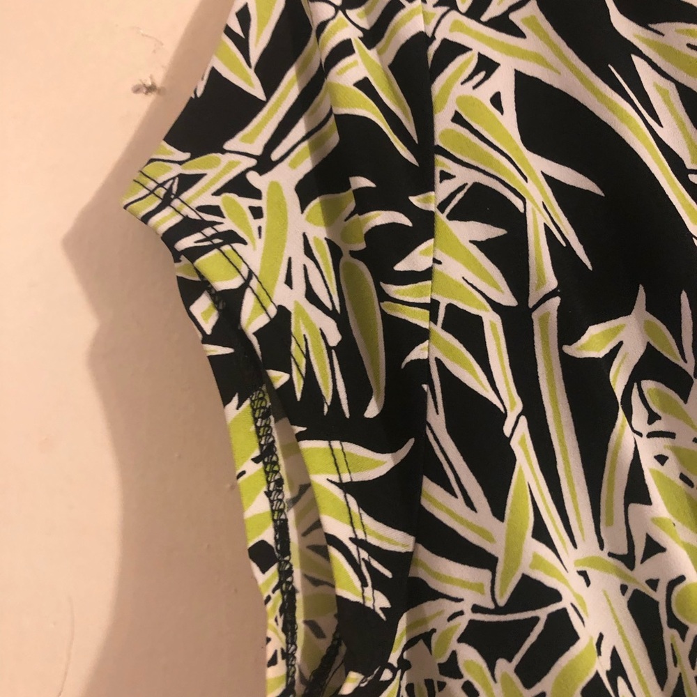 😍 MICHAEL Michael Kors Bamboo Print Pear Green High Low Faux Wrap Dress🎊 - Picture 8 of 11